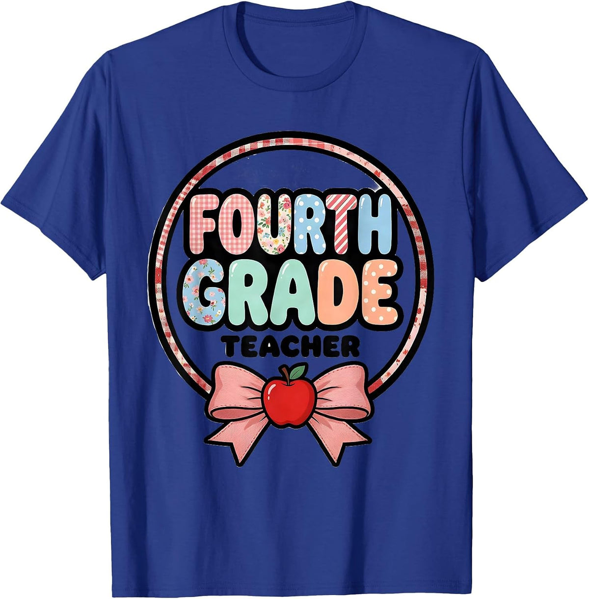 Men's Fourth Grade Teacher Coquette Bow Back To School Preppy T-Shirt - Royal Blue