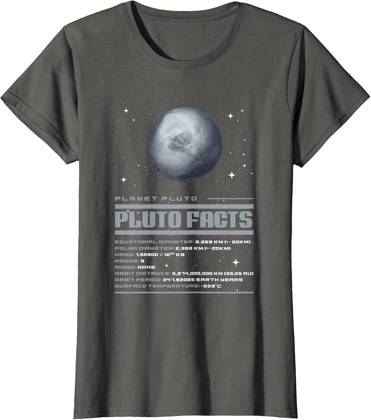 Facts About Pluto T-Shirt - Asphalt Grey