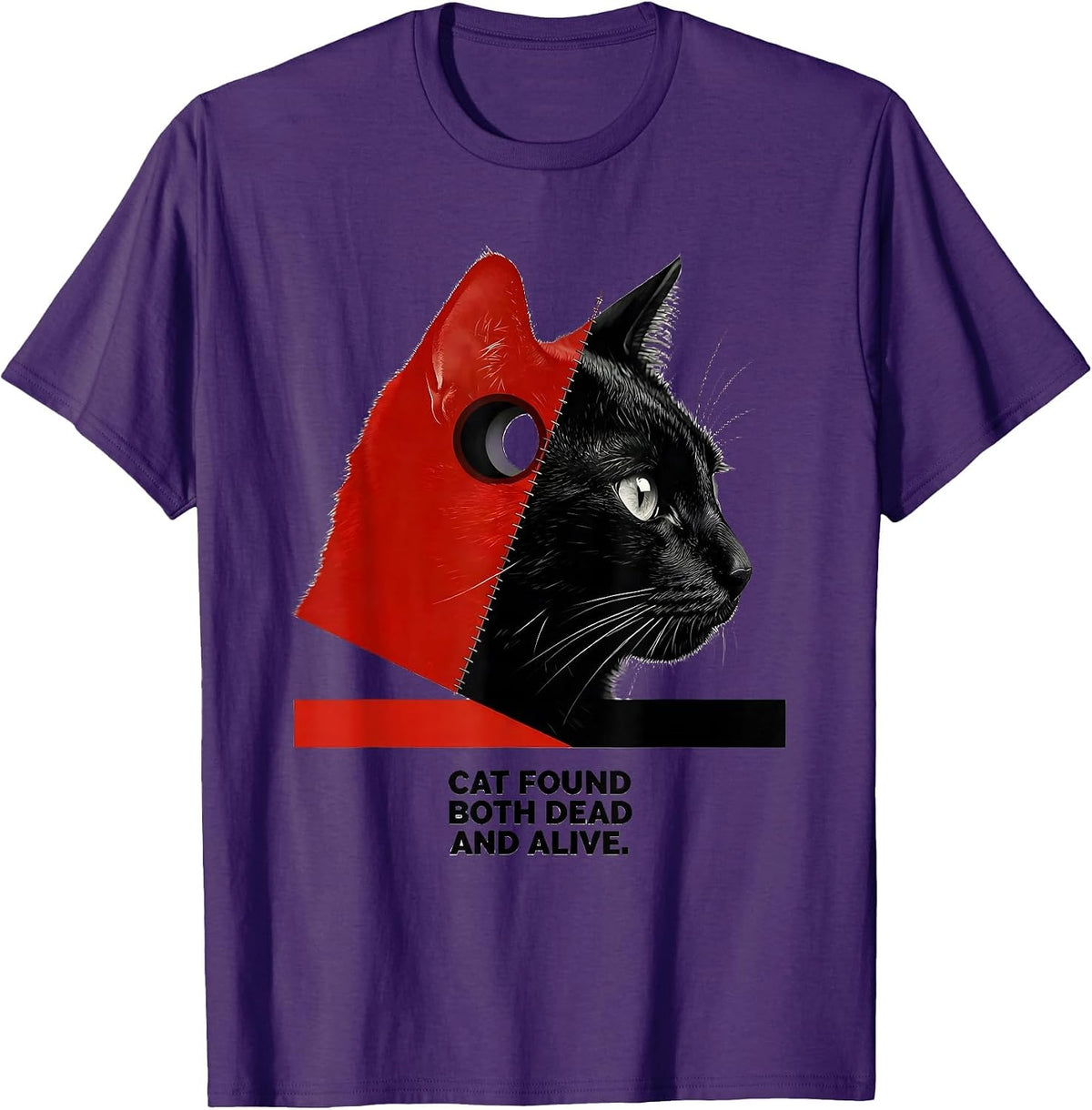 Cat Found Both Dead And Alive Funny Quantum Physics Humor T-Shirt - Purple