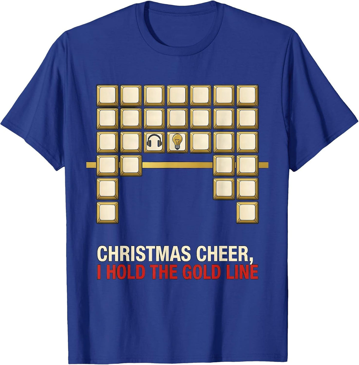 Men's Christmas Cheer I Hold The Gold Line Funny 911 Dispatcher T-Shirt - Royal Blue