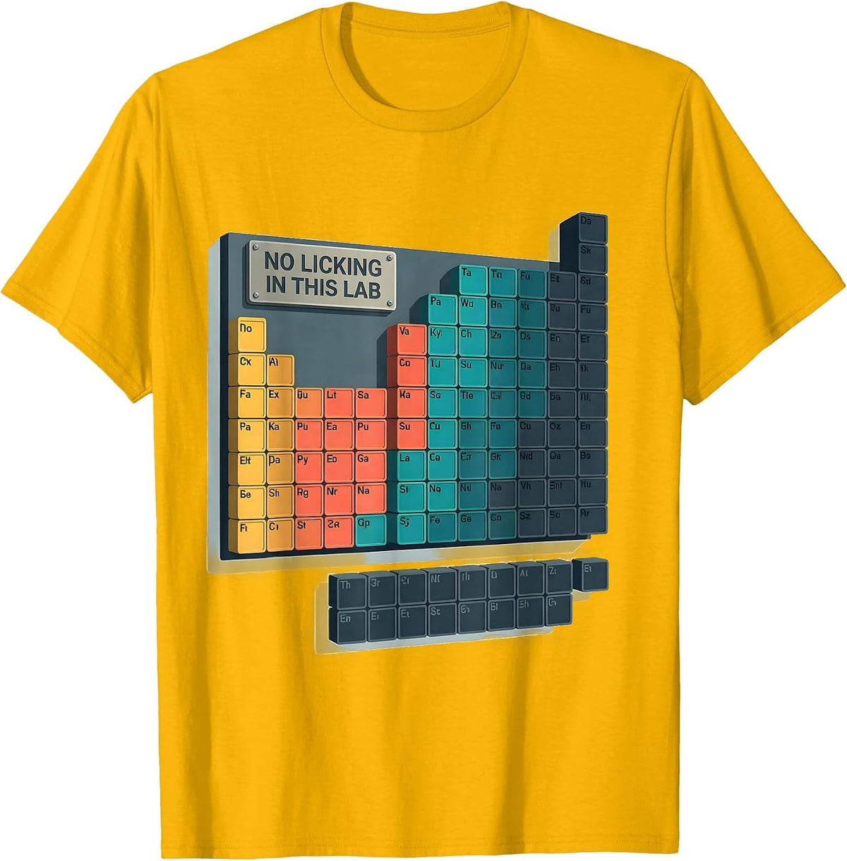 No Licking In This Lab Funny Periodic Table Science Teacher T-Shirt - Golden Yellow