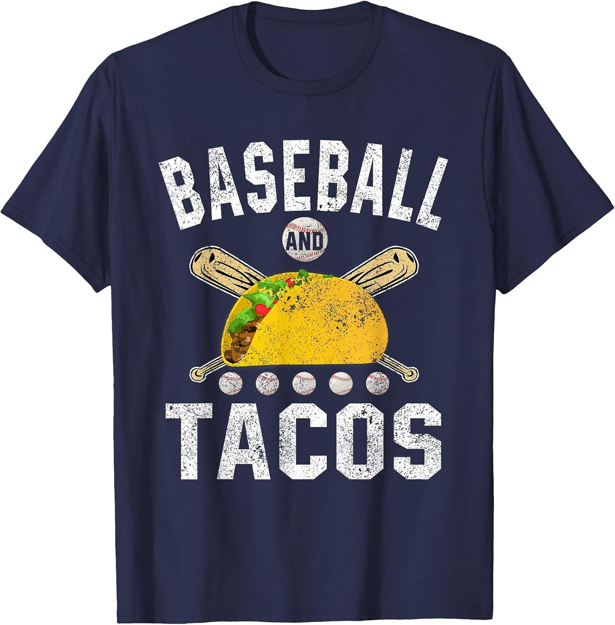Baseball and Tacos Funny Cinco de Mayo Taco Lovers Women Men T-Shirt - Navy Blue