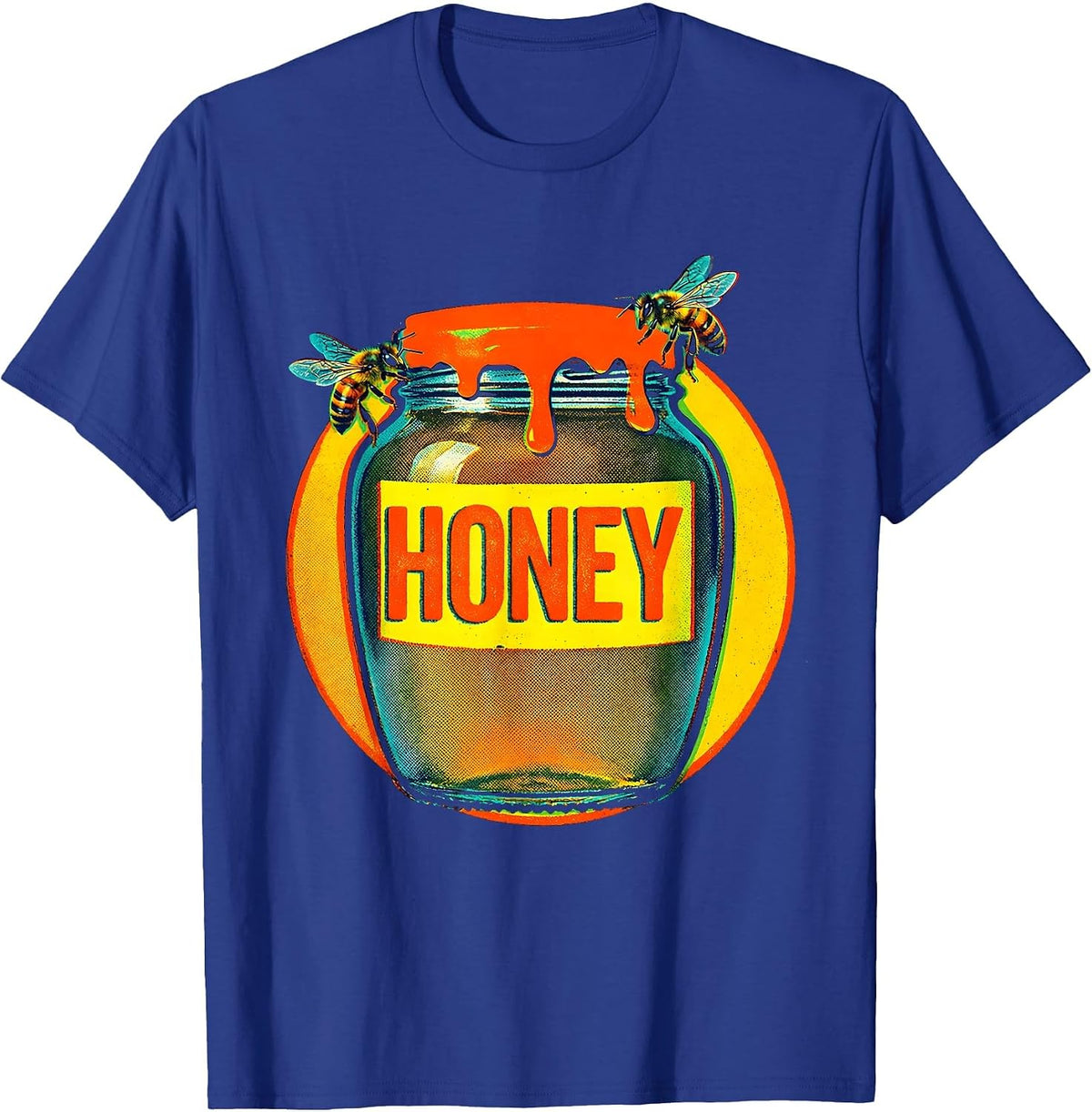 Honey Risograph Honey Pot Bee Halloween Costume Matching T-Shirt - Royal Blue