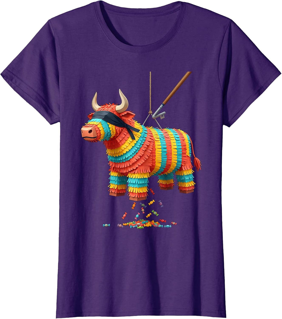 Women's Bull Piñata Funny Cinco de Mayo Party Costume T-Shirt - Purple
