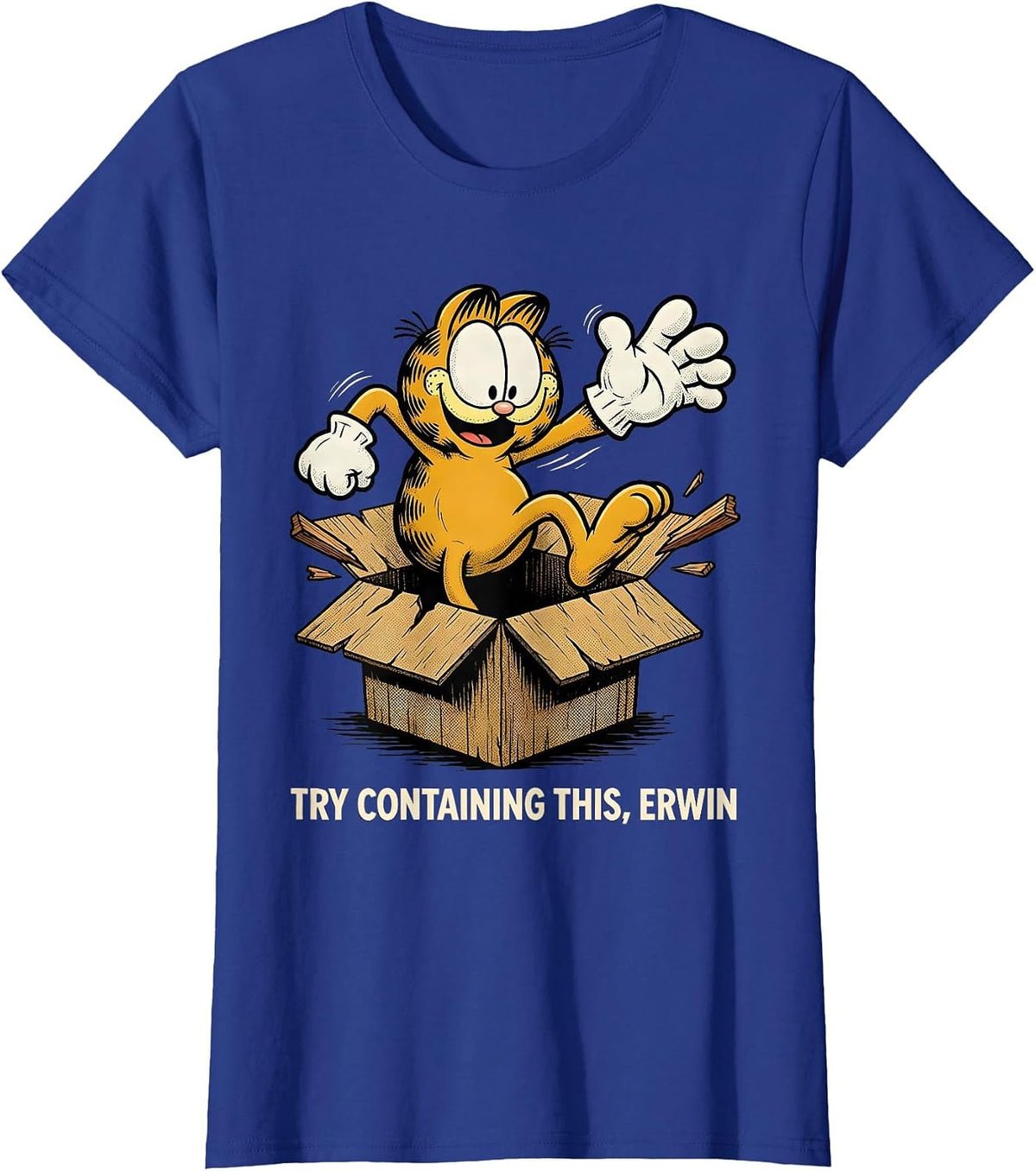 Women's Try Containing This, Erwin Retro Cartoon Quantum Physics T-Shirt - Royal Blue