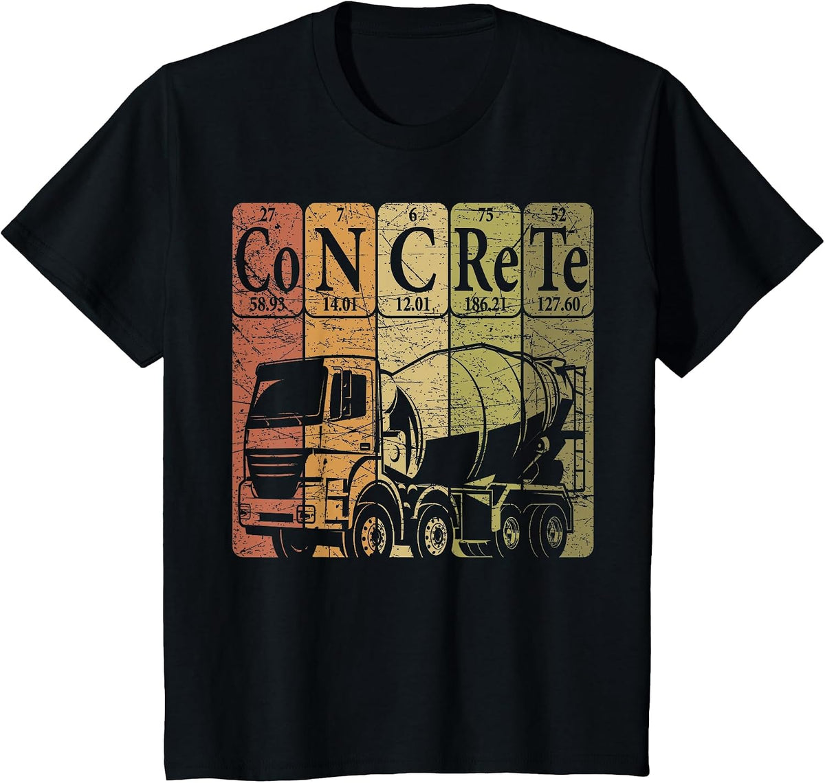 Concrete Periodic Table Elements Construction Worker Cement T-Shirt - Black