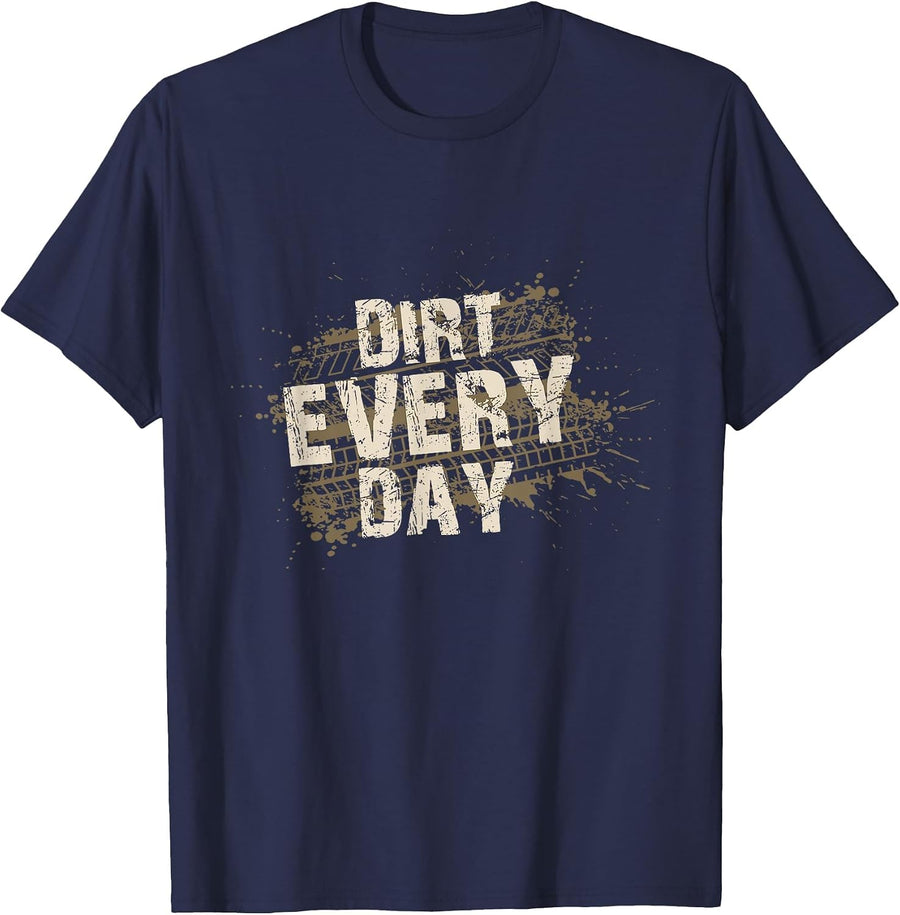Dirt Every Day - Dirt Track Racing Design T-Shirt - Navy Blue