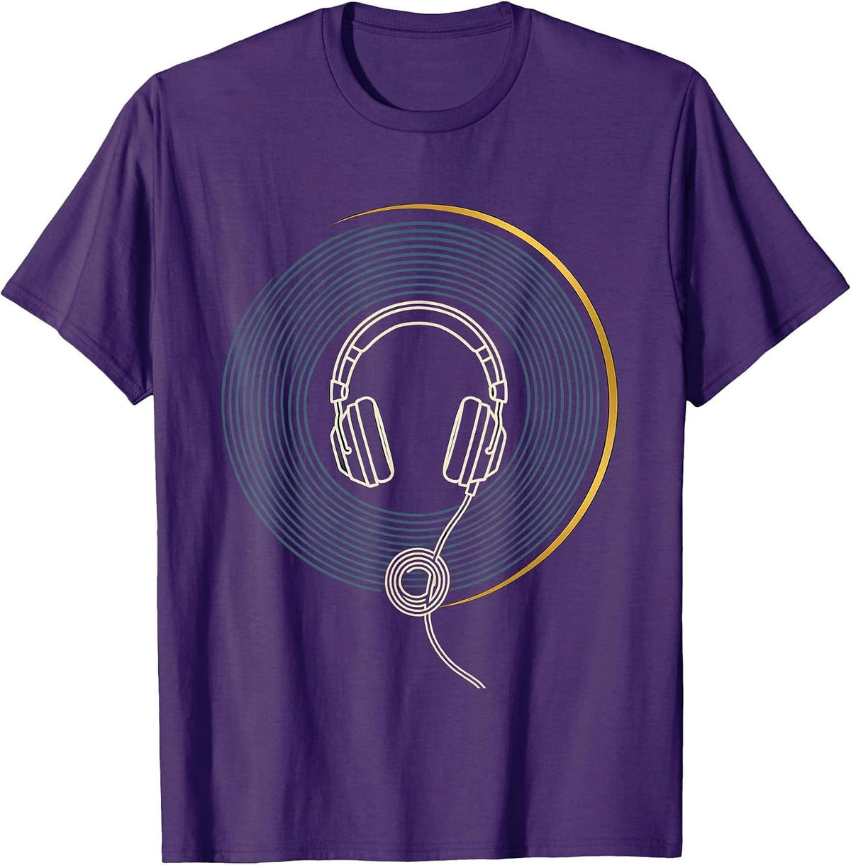 Open Headset Thin Gold Line 911 Dispatcher Tribute T-Shirt - Purple