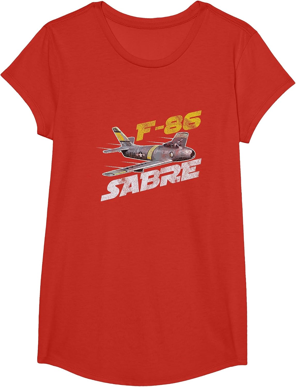 F-86 Sabre Jet Shirt Vintage Machine Veteran Pilot Tee T-Shirt - Girls Red