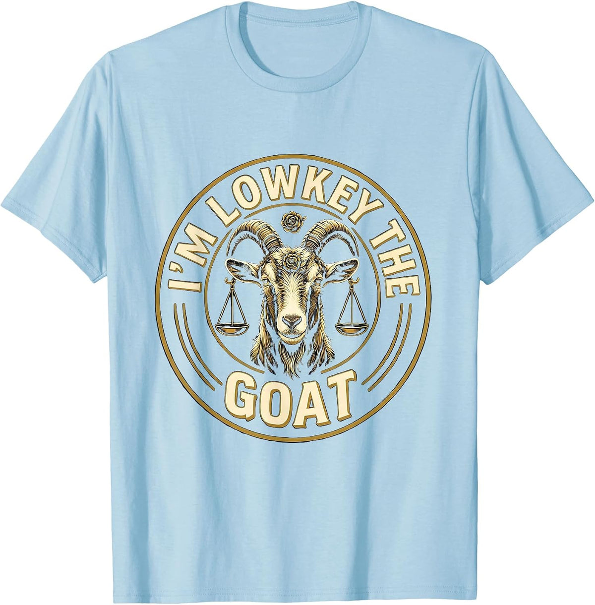 Men's I'm Lowkey The GOAT Funny Goat Pun Sports Fan Farm Animal T-Shirt - Baby Blue