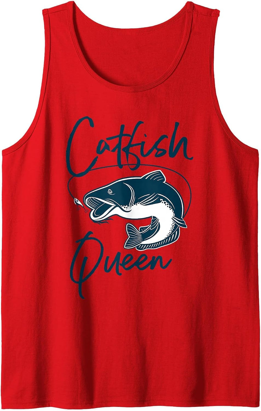 Catfish Queen Fun Fishing Design for Anglers Tank Top - Red