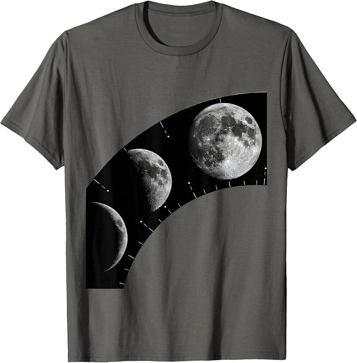 Men's Lunar Phase Arc Monochromatic Astronomy Enthusiast Graphic T-Shirt - Asphalt Grey