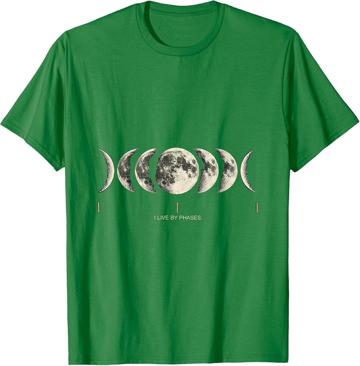 Men's I Live By Phases Celestial Moon Phase Astronomy Boho Graphic T-Shirt - Kelly Green