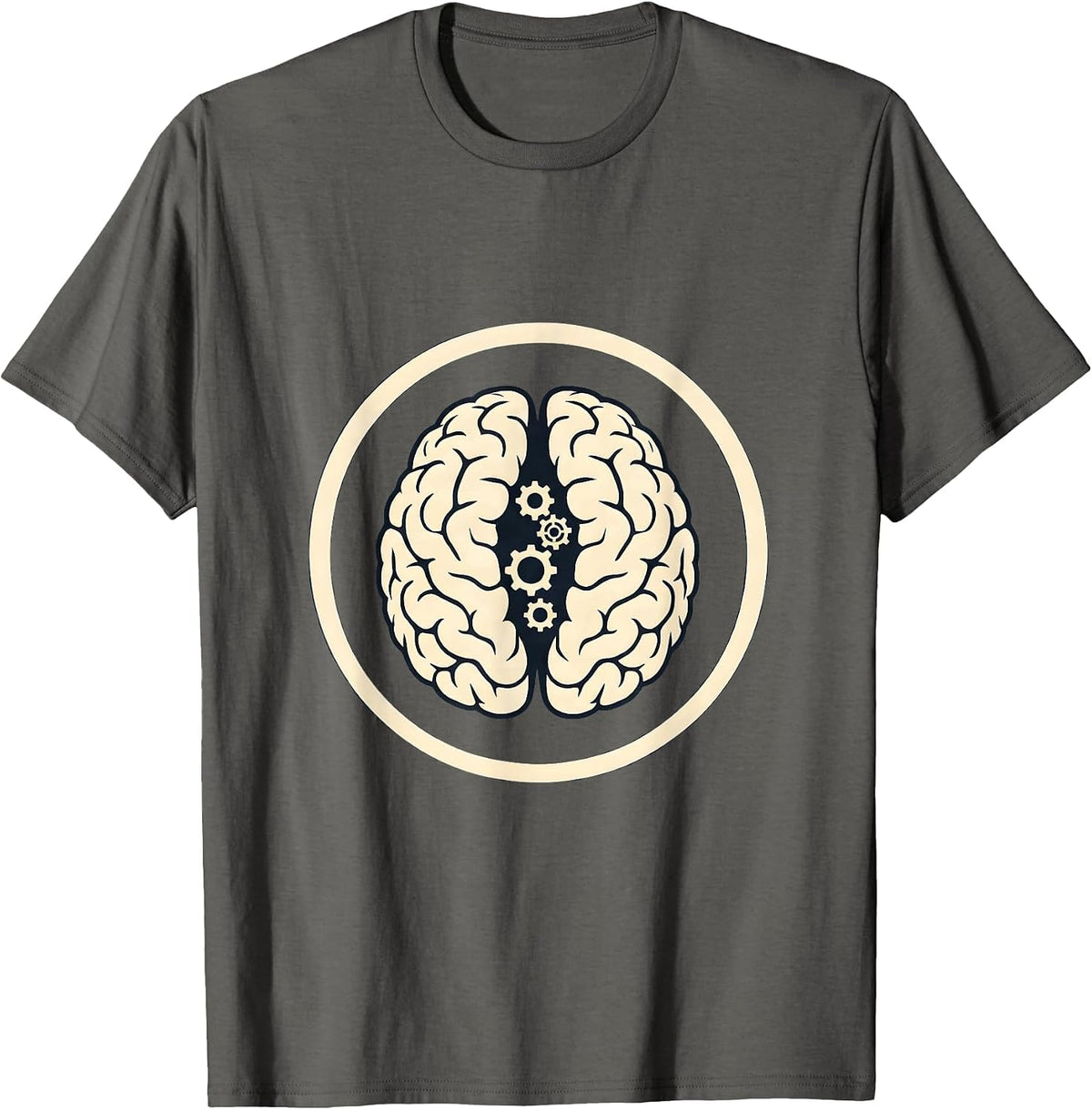 School Psychologist Brain Gears Illustration T-Shirt - Asphalt Grey