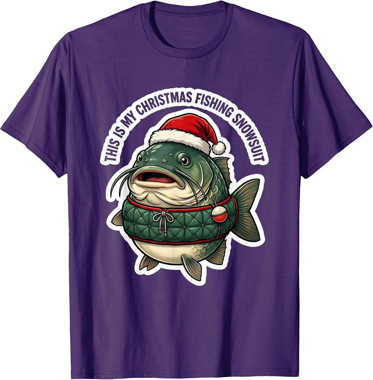 This Is My Christmas Fishing Snowsuit Funny Fisherman Gift T-Shirt - Purple