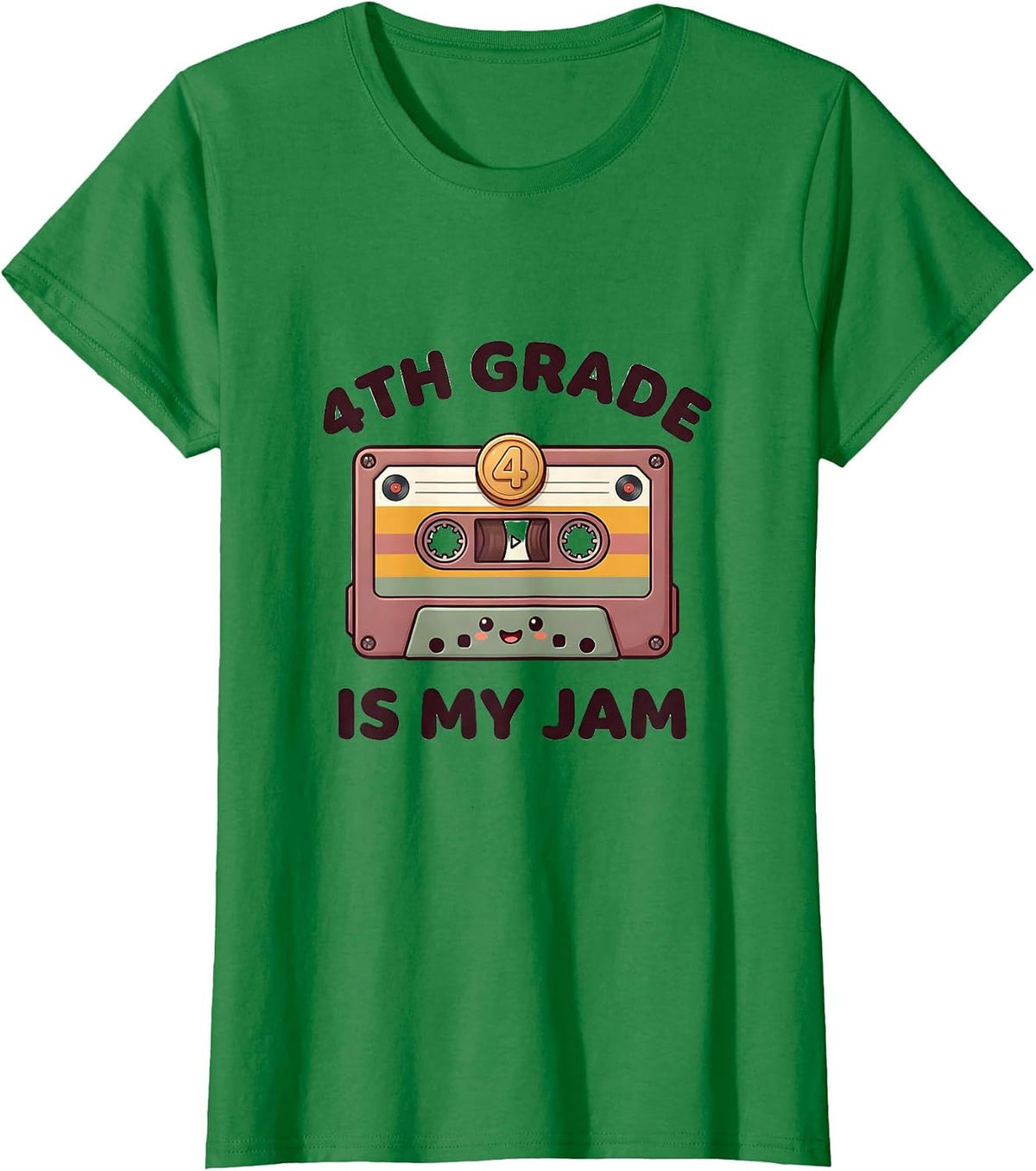 Women's 4th Grade Is My Jam Cute Kawaii Back To School Teacher T-Shirt - Kelly Green