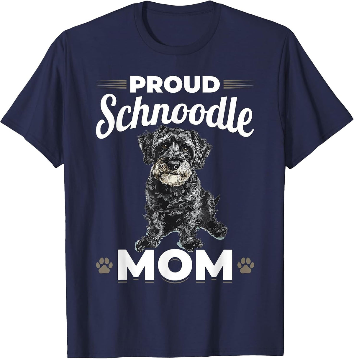 Schnoodle Snoodle Dog Breed Proud Schnoodle Mom T-Shirt - Navy Blue