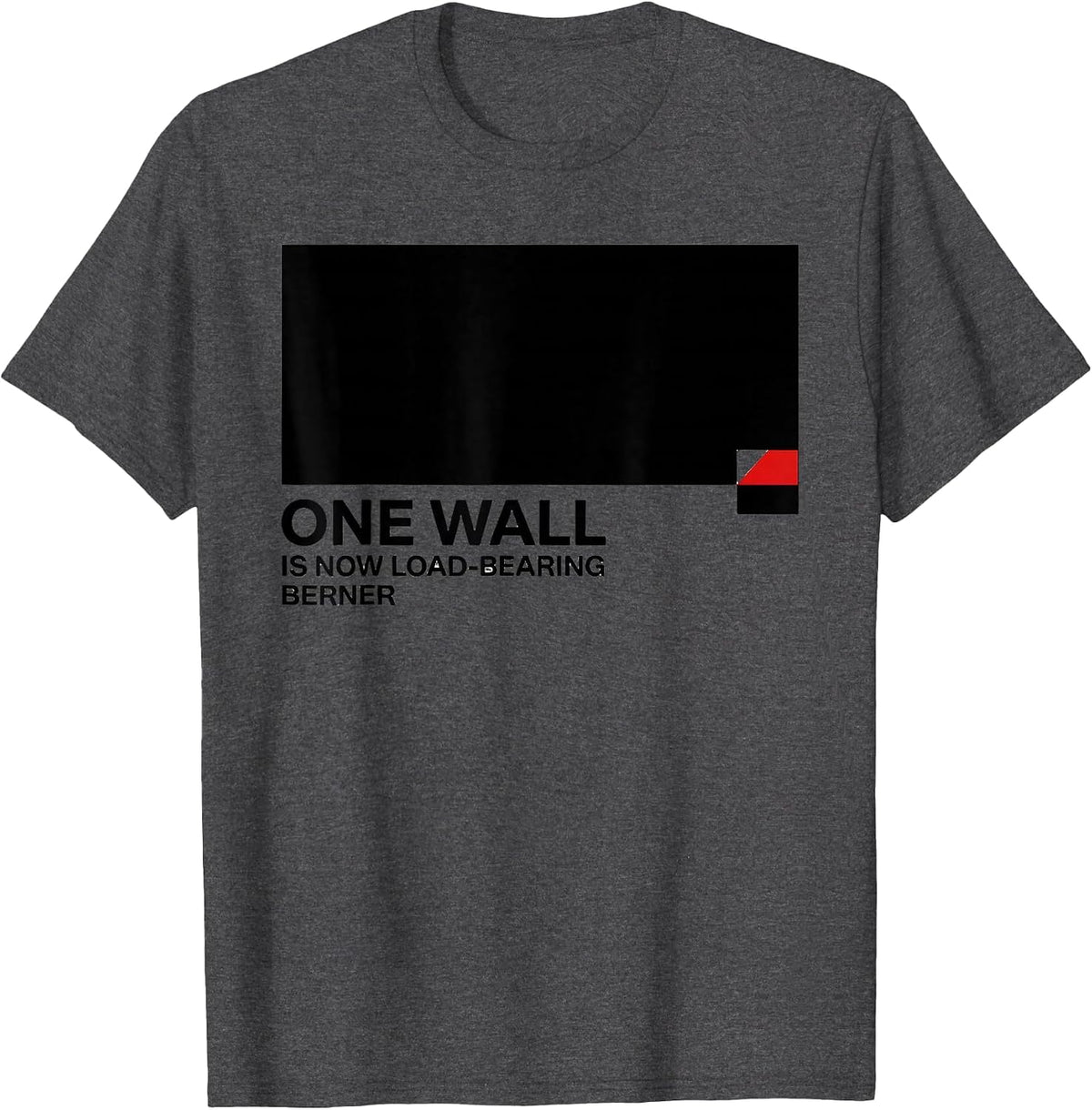 Men's One Wall Is Now Load-Bearing Berner Funny Bernese Mountain T-Shirt - Dark Heather Grey
