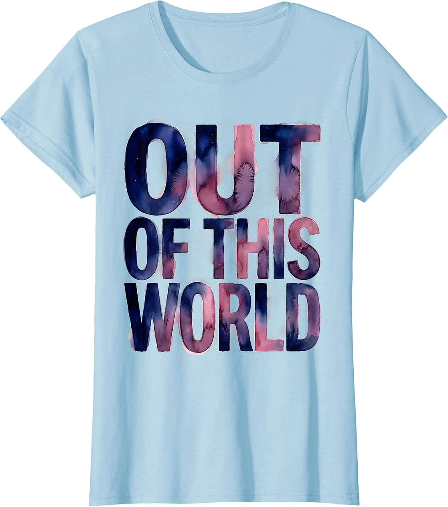 Women's Out of This World Cosmic Space Graphic Design T-Shirt - Baby Blue