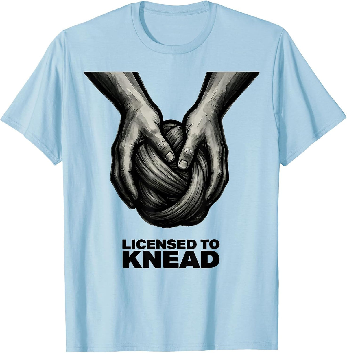 Men's Licensed To Knead Funny Massage Therapist Occupational Pun T-Shirt - Baby Blue