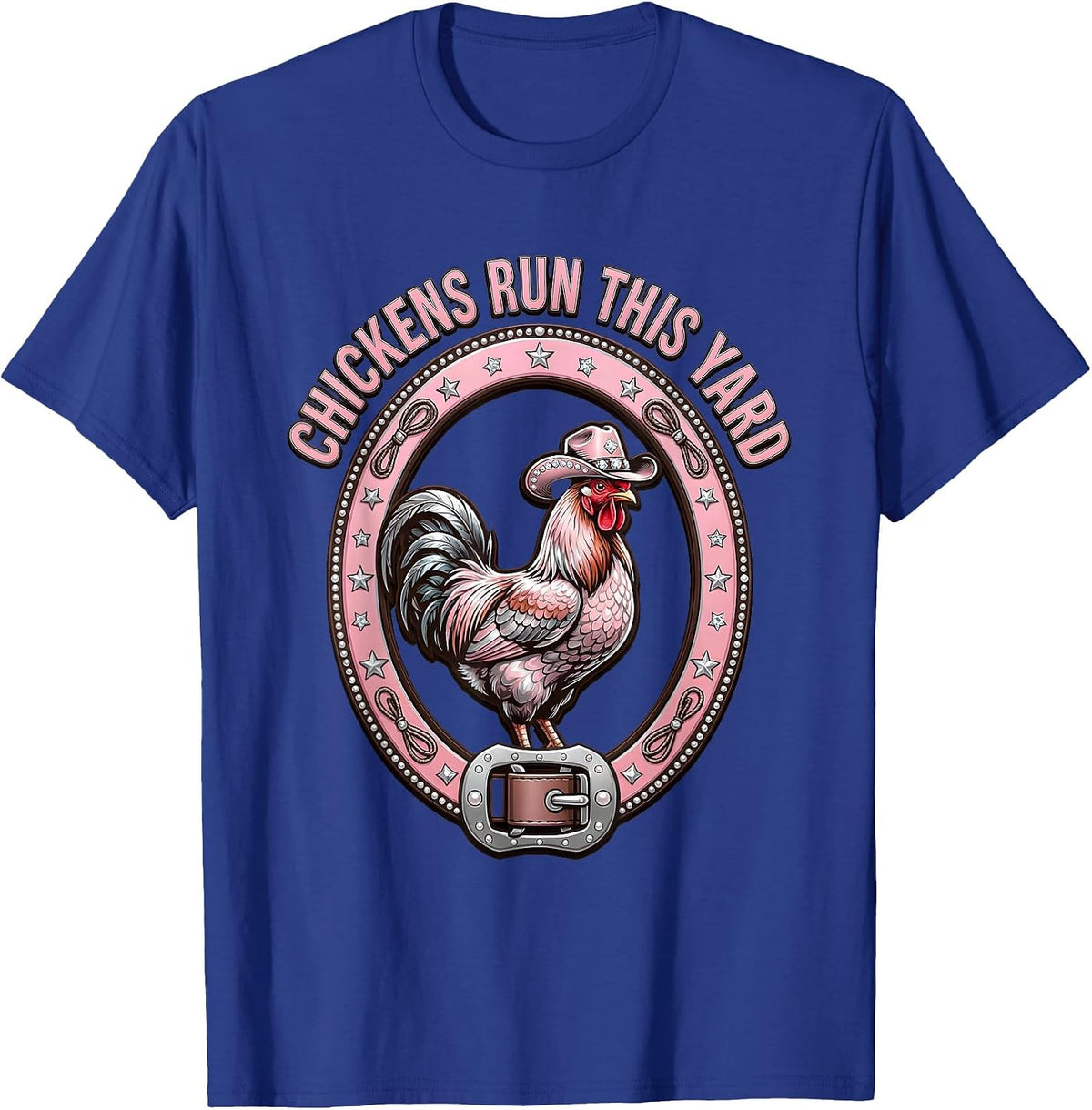 Men's Chickens Run This Yard Funny Chicken Design T-Shirt - Royal Blue