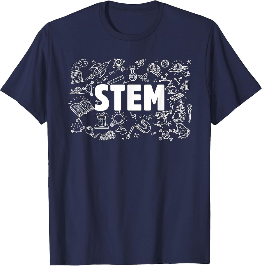 STEM Science Technology Engineering Math Teacher Student T-Shirt - Navy Blue