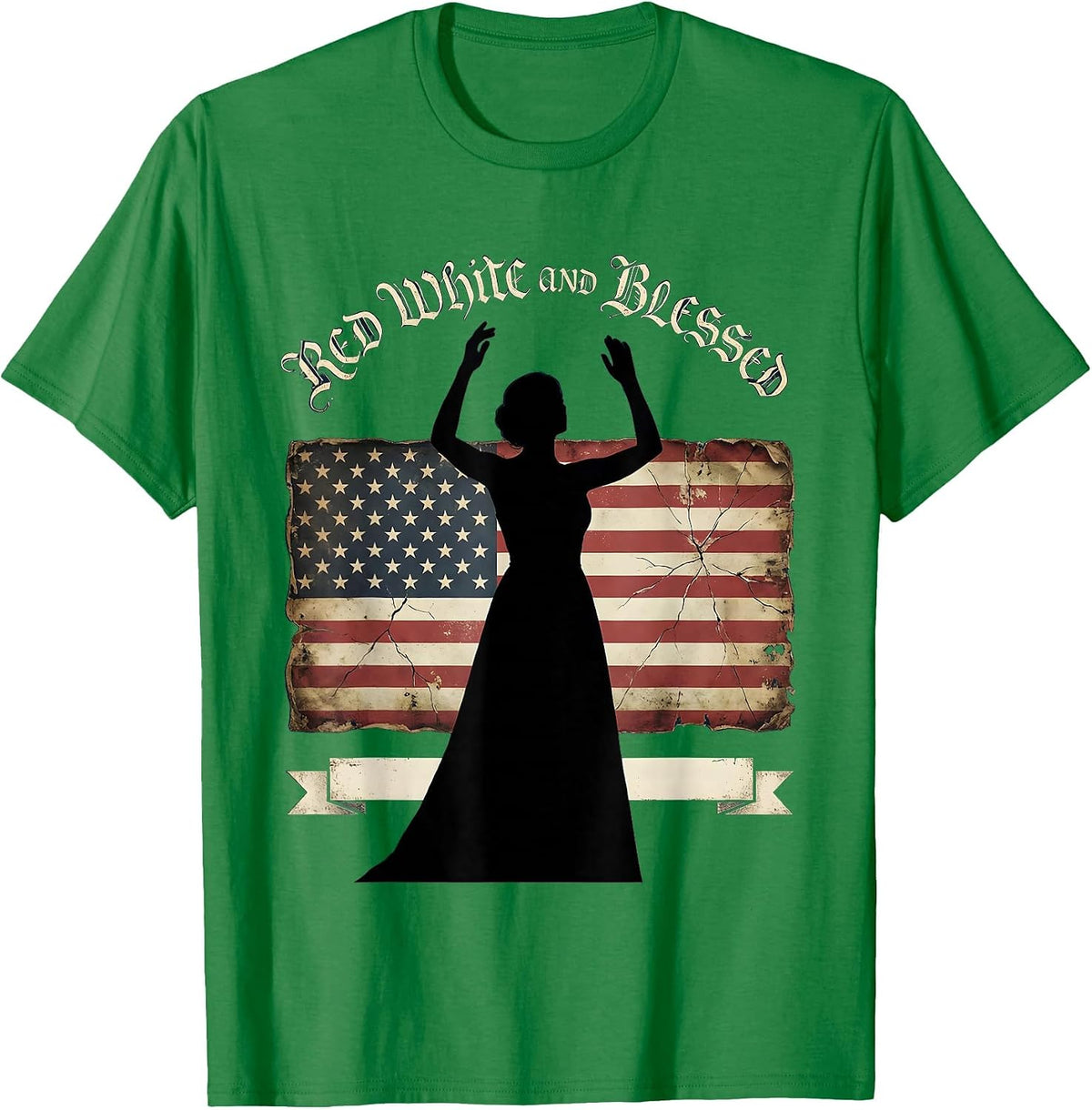 Men's Red White and Blessed Patriotic Design T-Shirt - Kelly Green