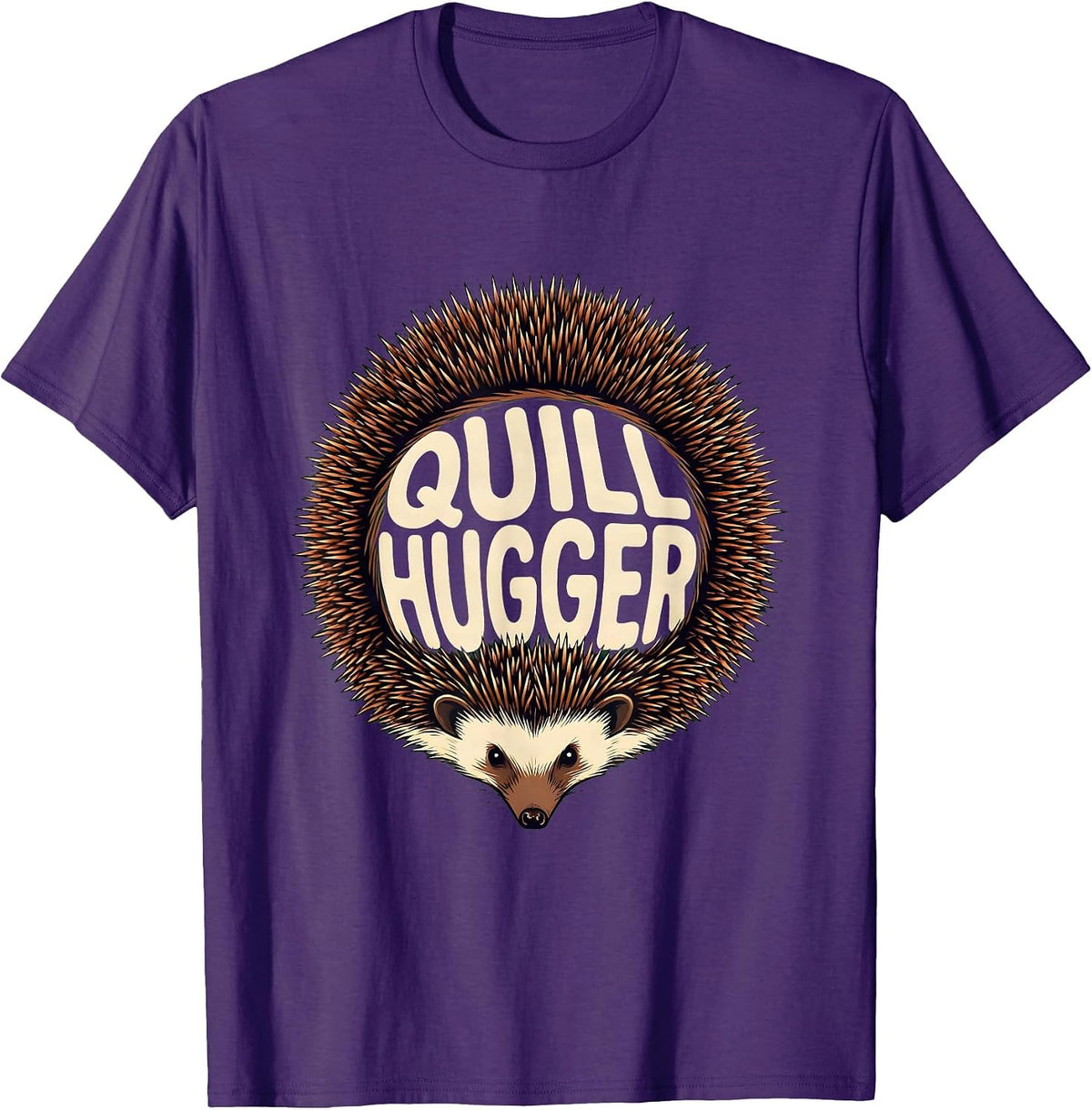 Men's Quill Hugger Funny Hedgehog Lover Animal Humor T-Shirt - Purple