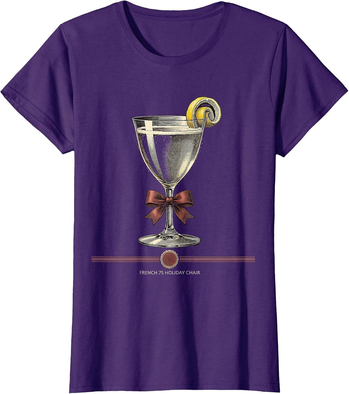 Women's French 75 Holiday Chair Funny Christmas Cocktail Party Gift T-Shirt - Purple