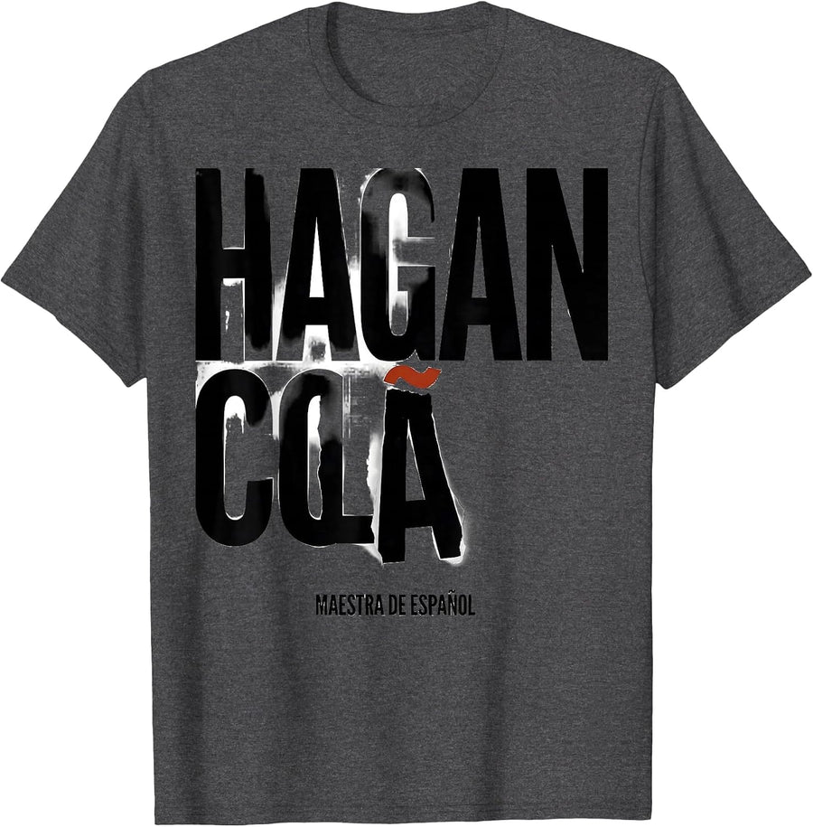 Men's Hagan Cola Maestra de Español Spanish Teacher Bilingual T-Shirt - Dark Heather Grey