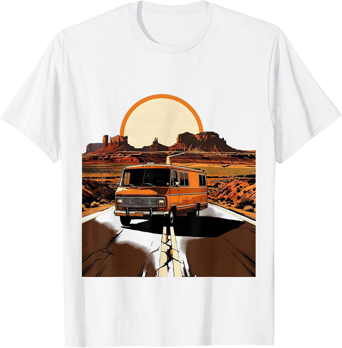 Men's Vintage Tour Van Open Highway Graphic T-Shirt - White
