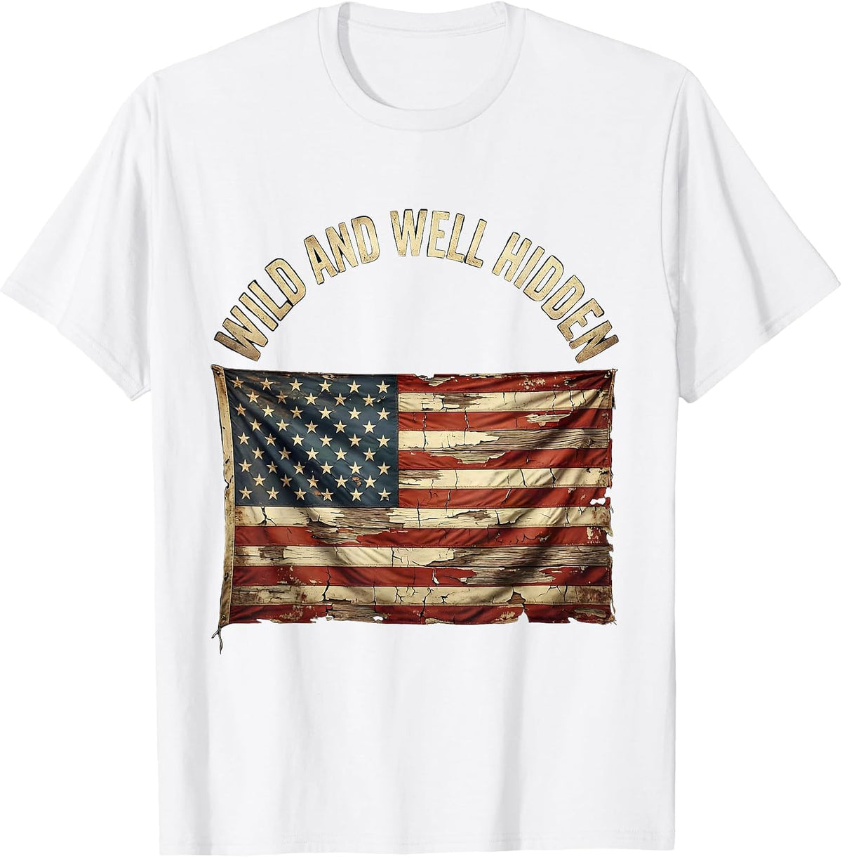 Men's Wild and Well Hidden Camouflage Graphic Design T-Shirt - White