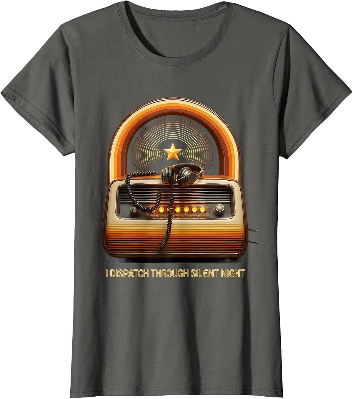 Women's I Dispatch Through Silent Night Retro 70s Funny 911 T-Shirt - Asphalt Grey