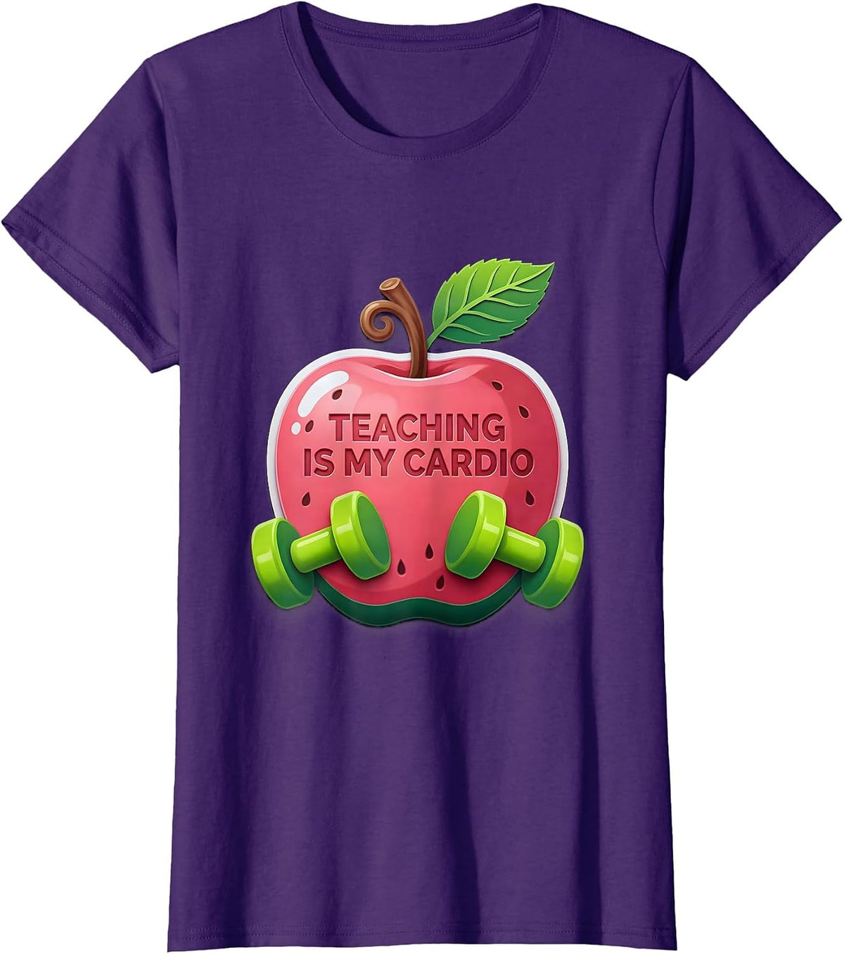 Women's Teaching Is My Cardio Funny Educator Design T-Shirt - Purple