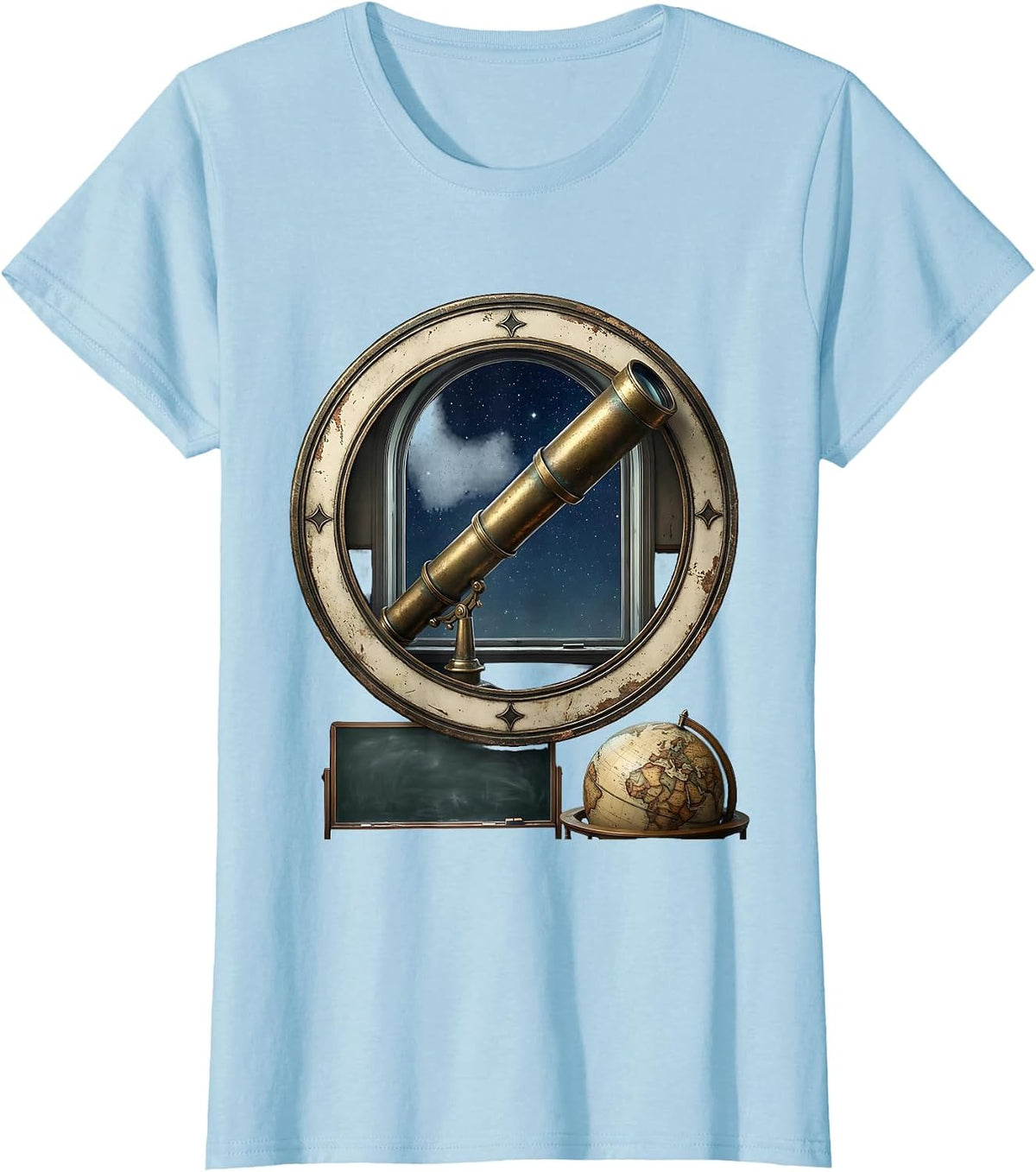 Teacher Astronomer Telescope Classroom Stars Design T-Shirt - Baby Blue