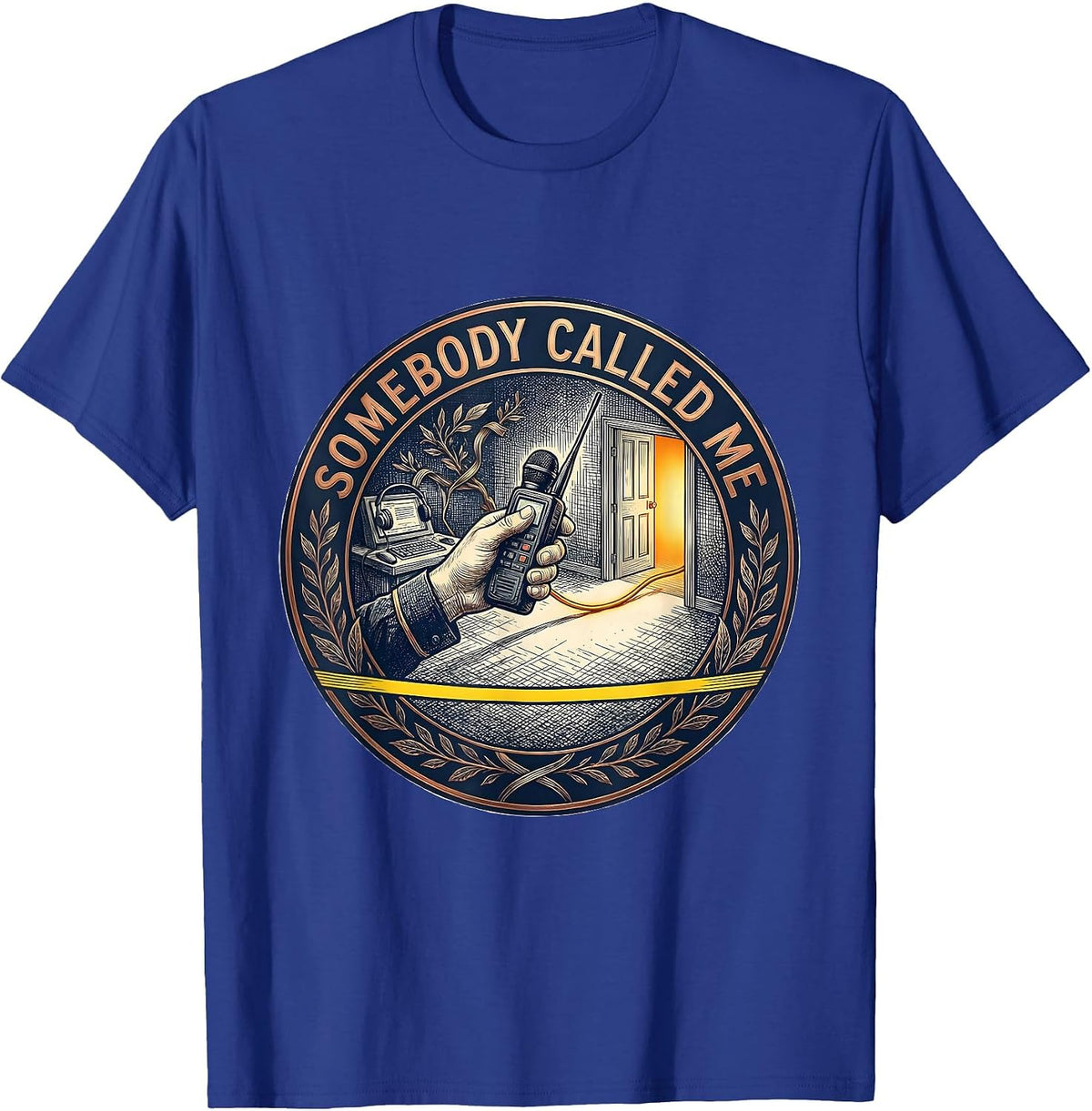 Men's Somebody Called Me Funny 911 Dispatcher Thin Yellow Line T-Shirt - Royal Blue