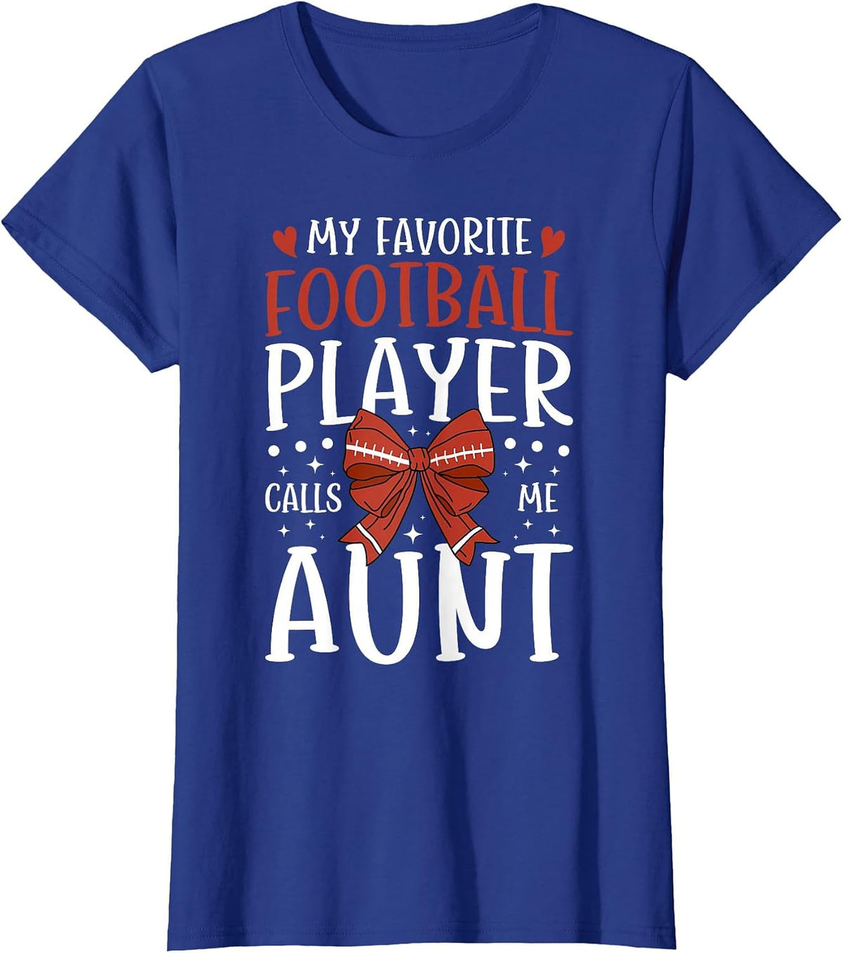 Proud Football Aunt of A Football Player Auntie T-Shirt - Royal Blue