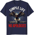 Simple Life No Apologies Unapologetic Design T-Shirt - Navy Blue