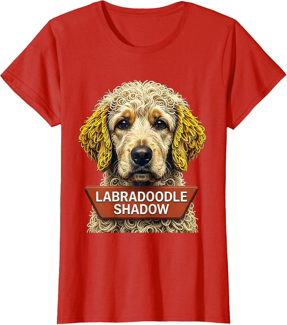 Labradoodle Shadow Funny Doodle Dog Owner Breed Humor T-Shirt - Red