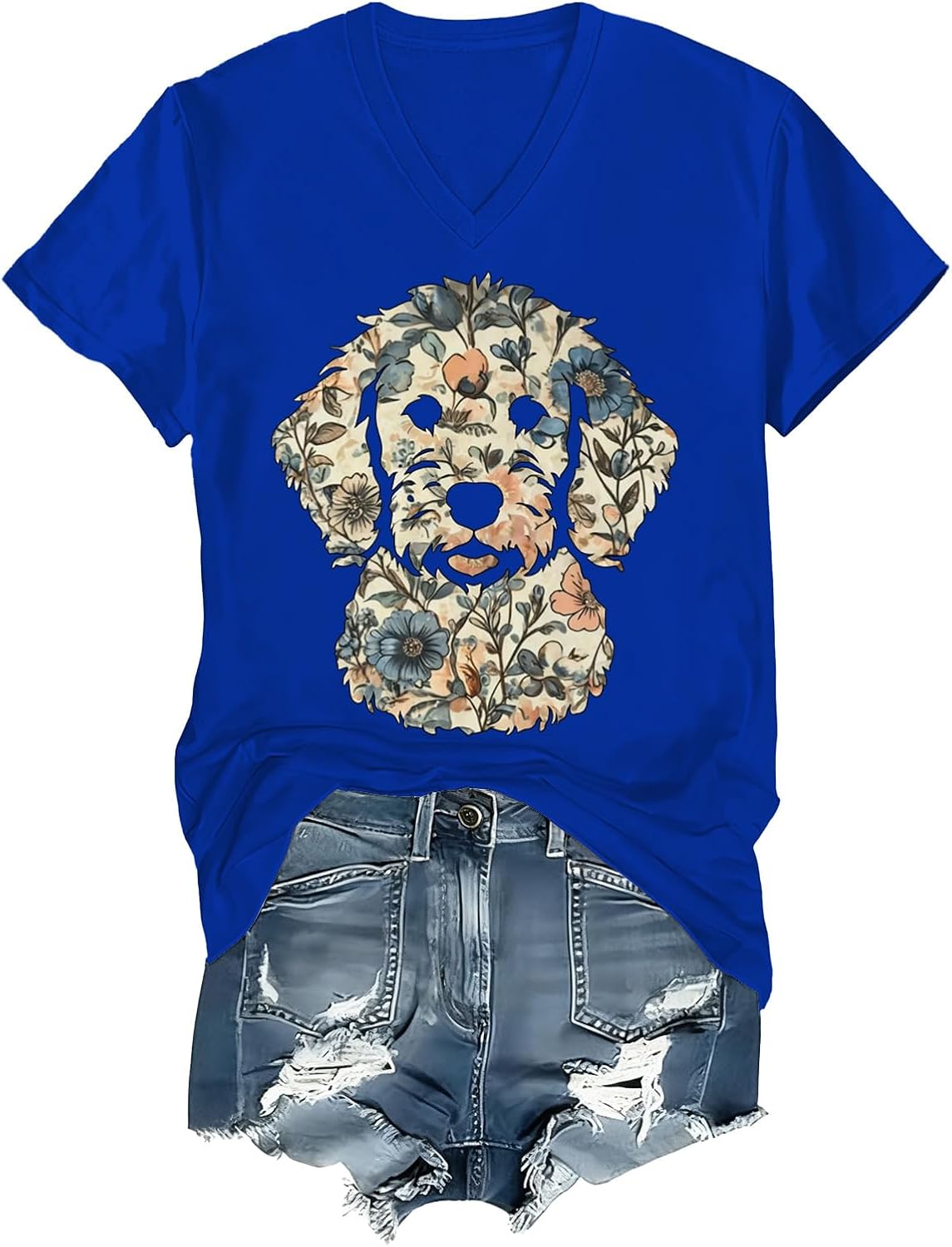Goldendoodle Mom Shirt, Doodle Mom Tshirt, Cute Dog Lover Gift for Women - V-Neck V-sapphire Blue
