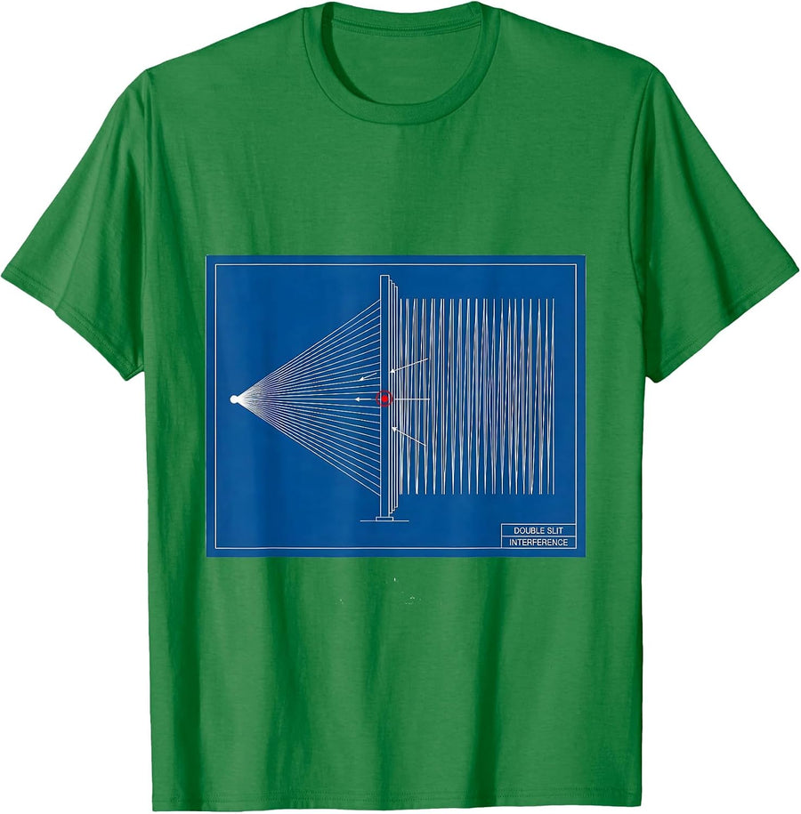Men's Double Slit Interference Technical Blueprint Quantum Physics T-Shirt - Kelly Green