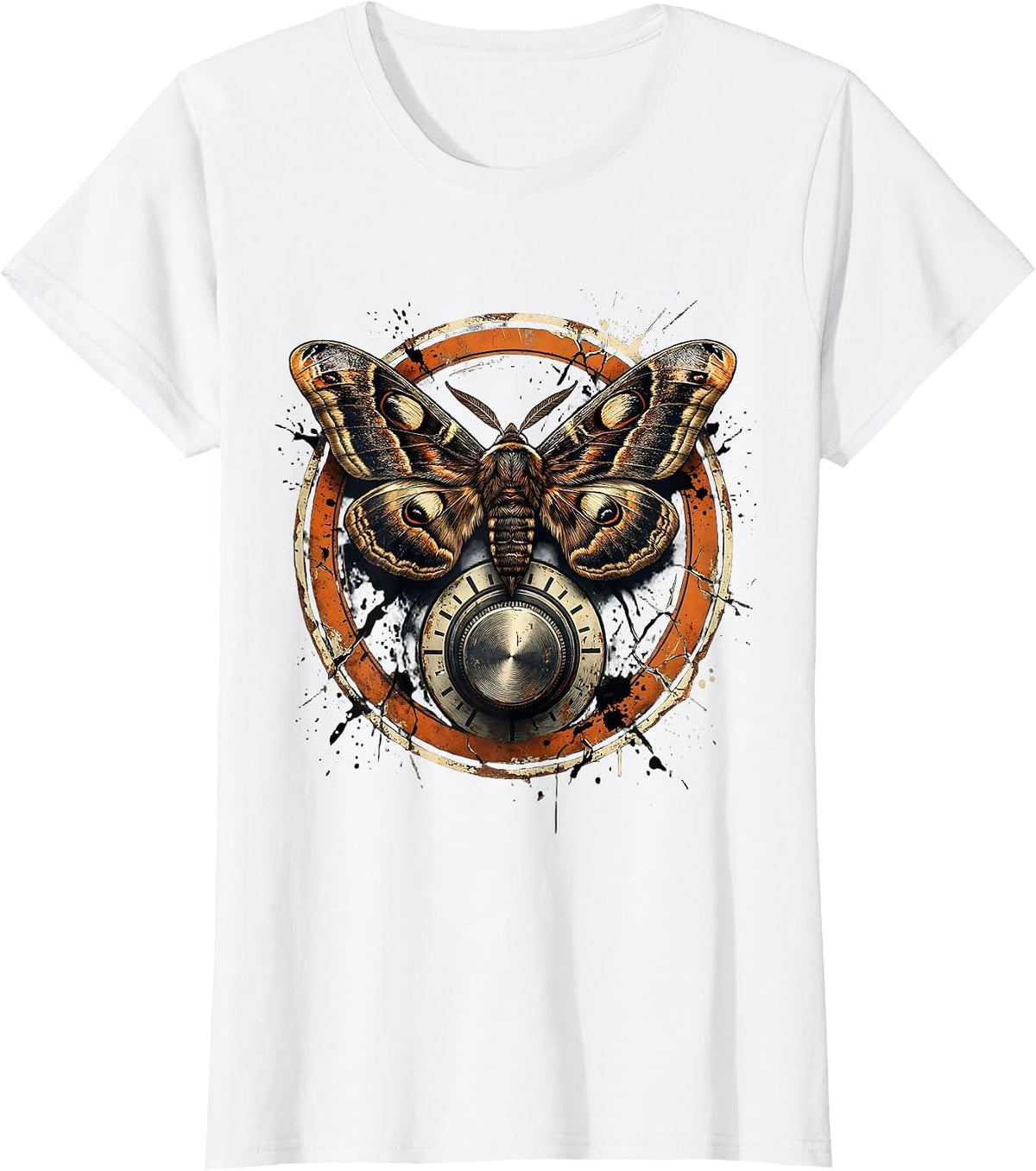 Moth and Glowing Amplifier Dial Rock Music Art T-Shirt - White