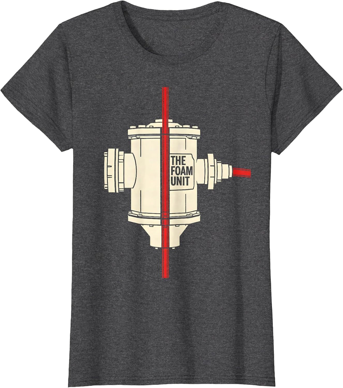 Women's THE FOAM UNIT Stencil Firefighter Humor Thin Red Line Gift T-Shirt - Dark Heather Grey