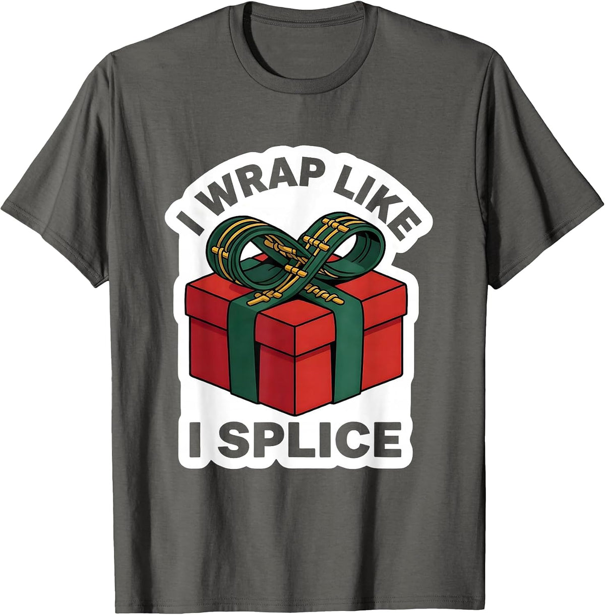 I Wrap Like I Splice Funny Science Teacher Gift DNA Helix T-Shirt - Asphalt Grey