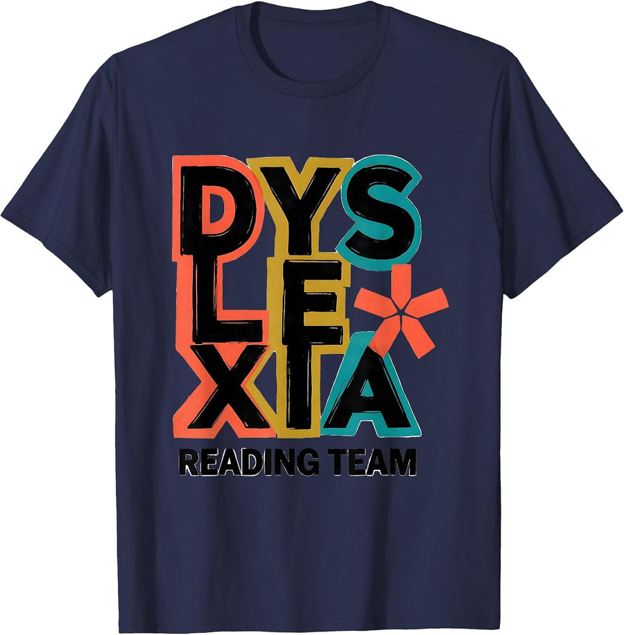 Dyslexia Reading Team Awareness Teacher Squad October T-Shirt - Navy Blue