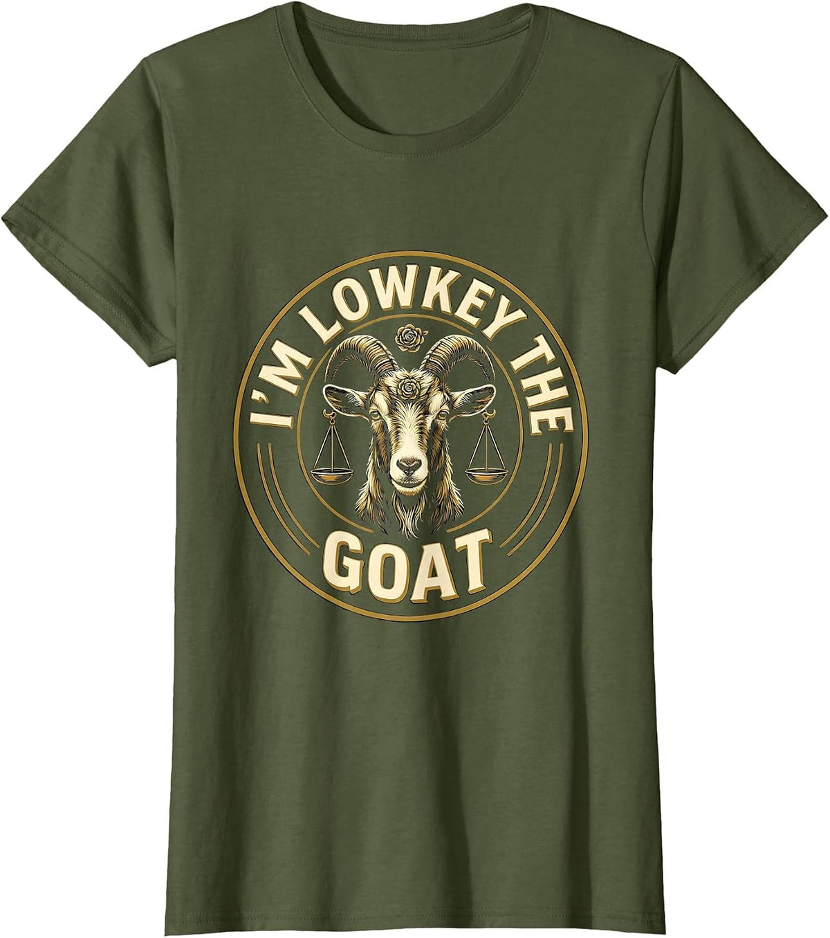Women's I'm Lowkey The GOAT Funny Goat Pun Sports Fan Farm Animal T-Shirt - Olive Green