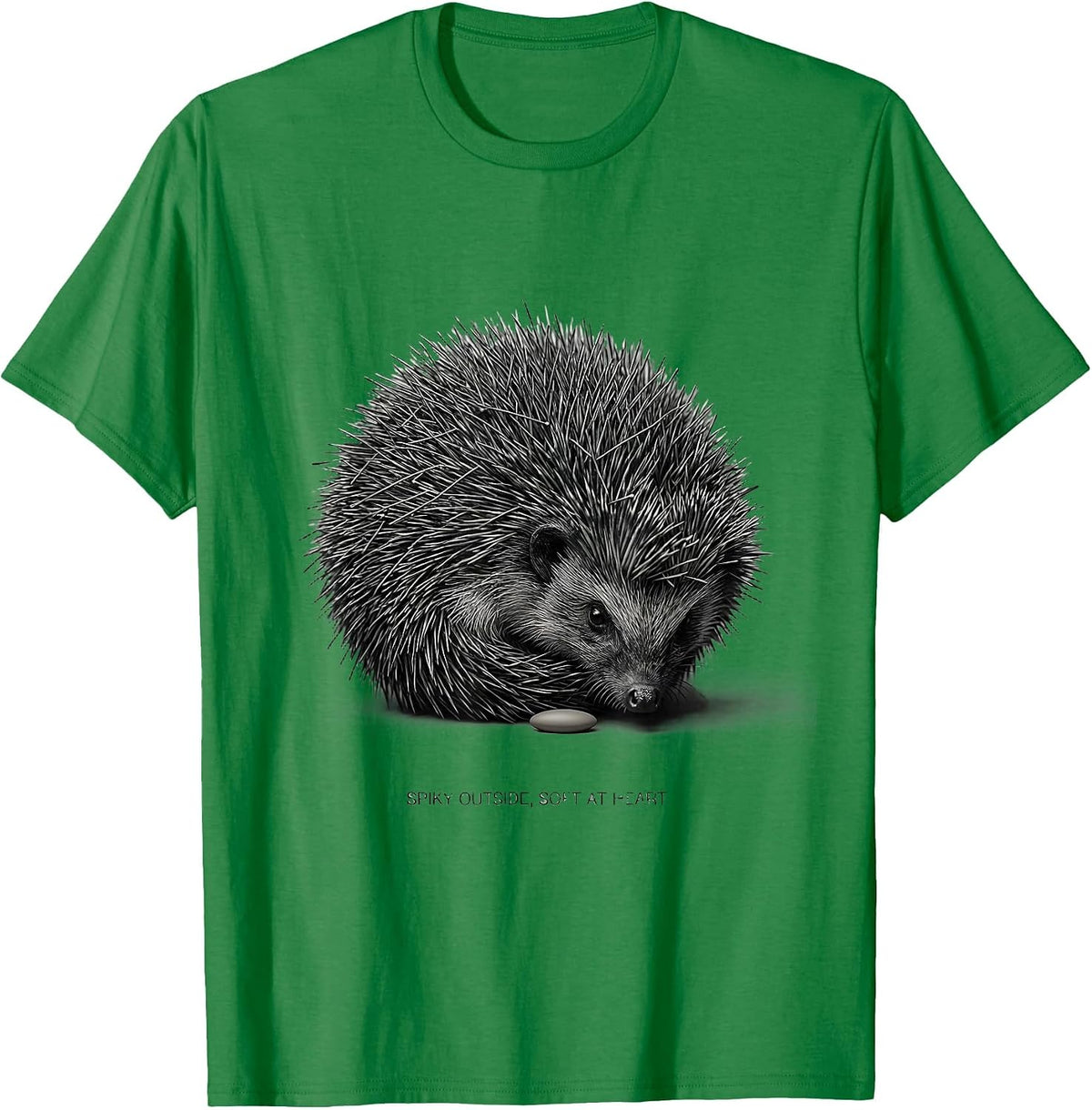 Men's Spiky Outside, Soft At Heart Cute Hedgehog Lover Animal T-Shirt - Kelly Green