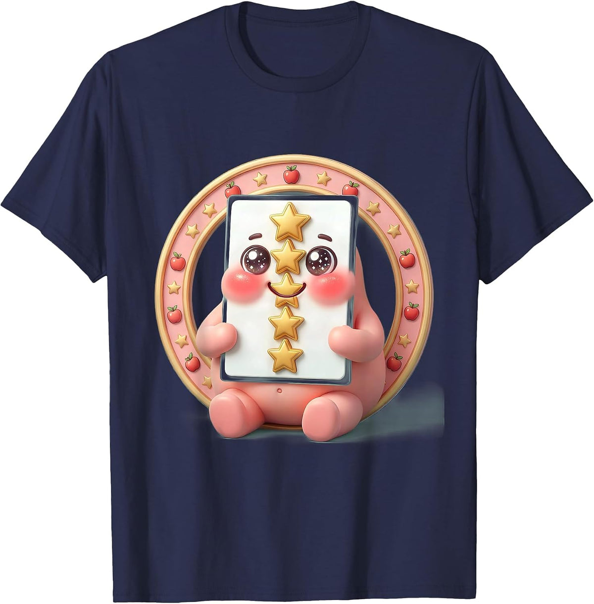 Straight A's Report Card Graphic Teacher Tee T-Shirt - Navy Blue