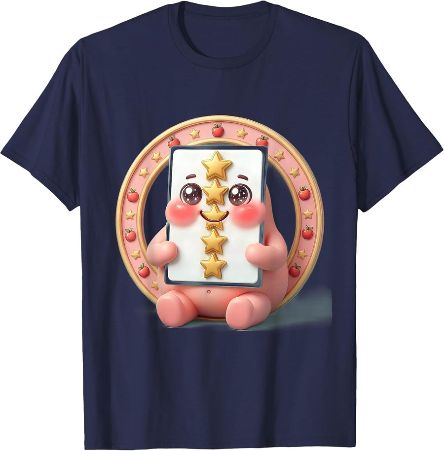 Straight A's Report Card Graphic Teacher Tee T-Shirt - Navy Blue