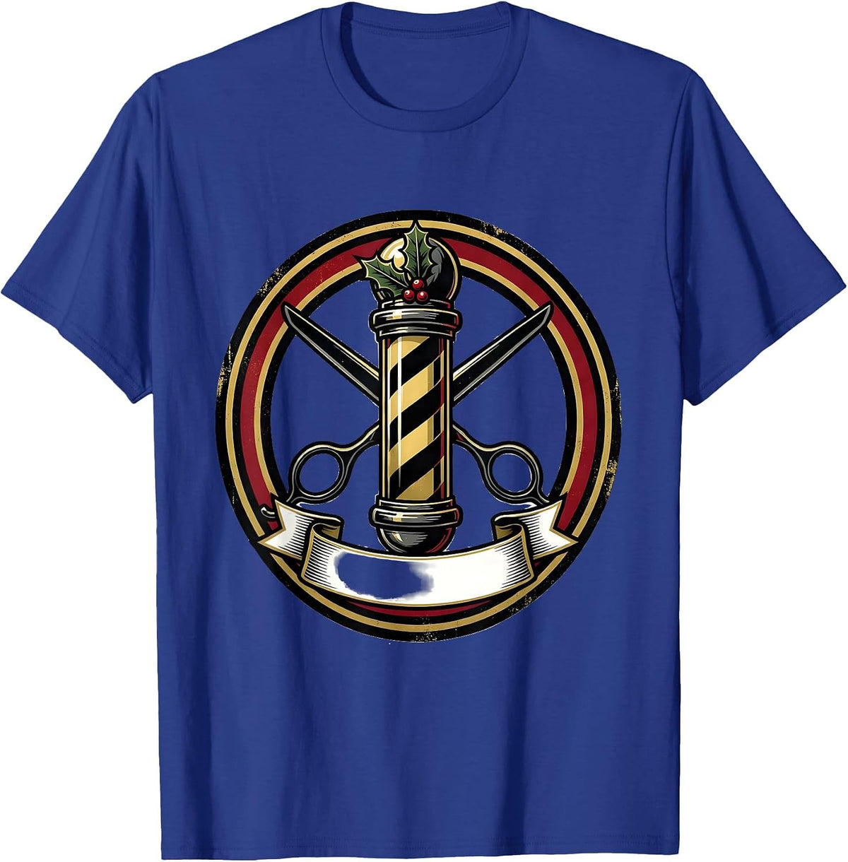 Barber Pole Emblem Vintage Humor Gift for Barbers T-Shirt - Royal Blue